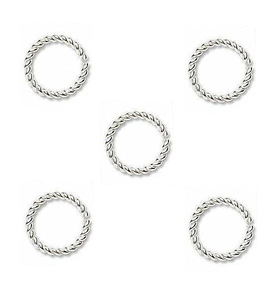 Sterling Silver Twisted Round Jump Rings, 6mm, 21 Gauge, 4.4mm ID, 100 pcs