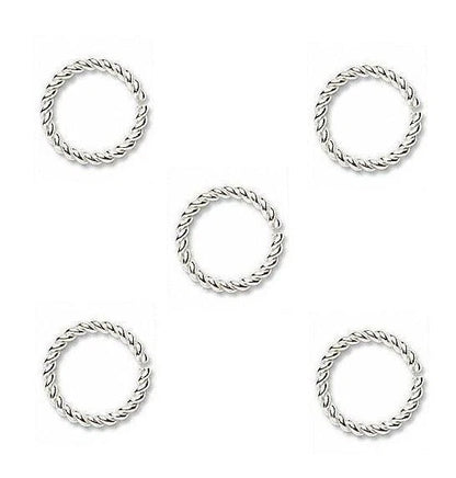 Sterling Silver Twisted Round Jump Rings, 6mm, 21 Gauge, 4.4mm ID, 100 pcs