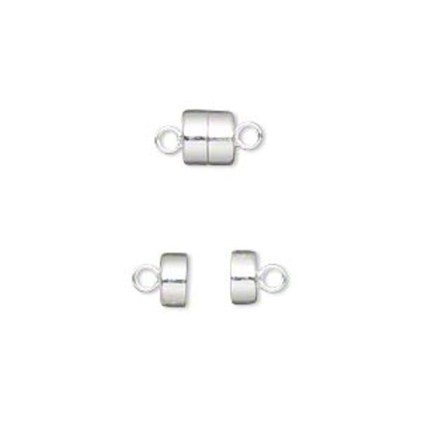 Silver Plated Brass Magnetic Barrel Clasps 8x6x5mm