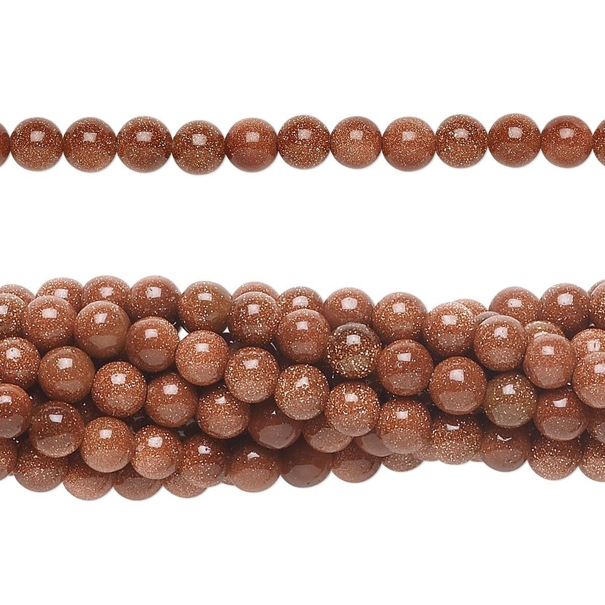 Beads, Brown Goldstone (Manmade) 4mm Round, 1 Strand (approx. 100 pcs)
