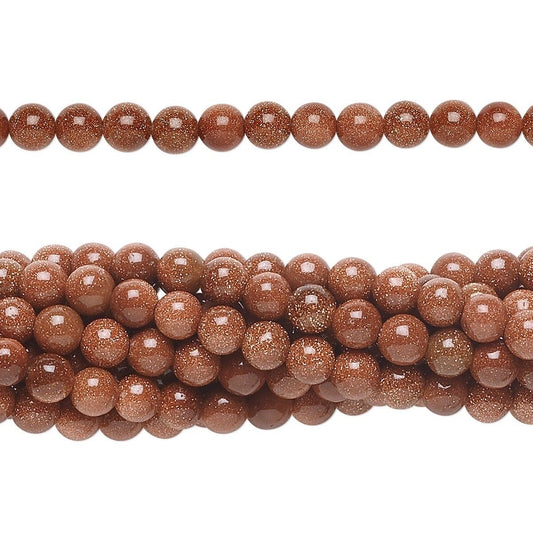 Beads, Brown Goldstone (Manmade) 4mm Round, 1 Strand (approx. 100 pcs)