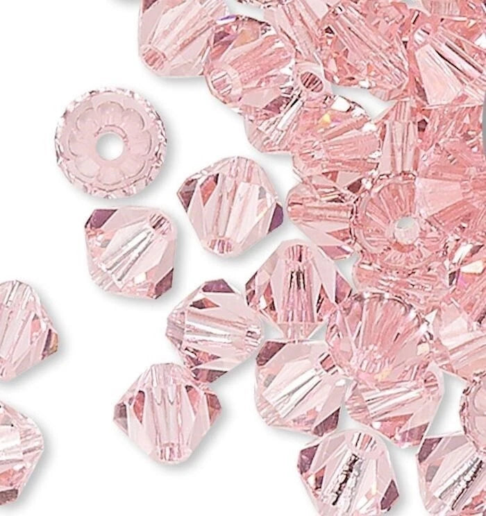 Swarovski Light Rose 5328 Xilion Bicone Beads, 4mm - 48 or 144 pcs
