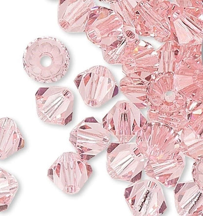 Swarovski Light Rose 5328 Xilion Bicone Beads, 4mm - 48 or 144 pcs
