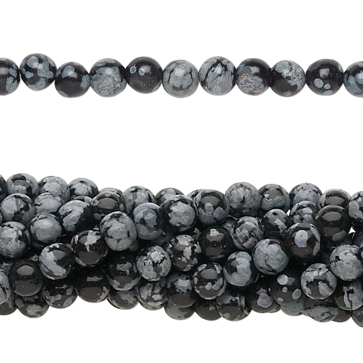 Natural Snowflake Obsidian 4mm Round Beads, 1 Strand (approx. 100)