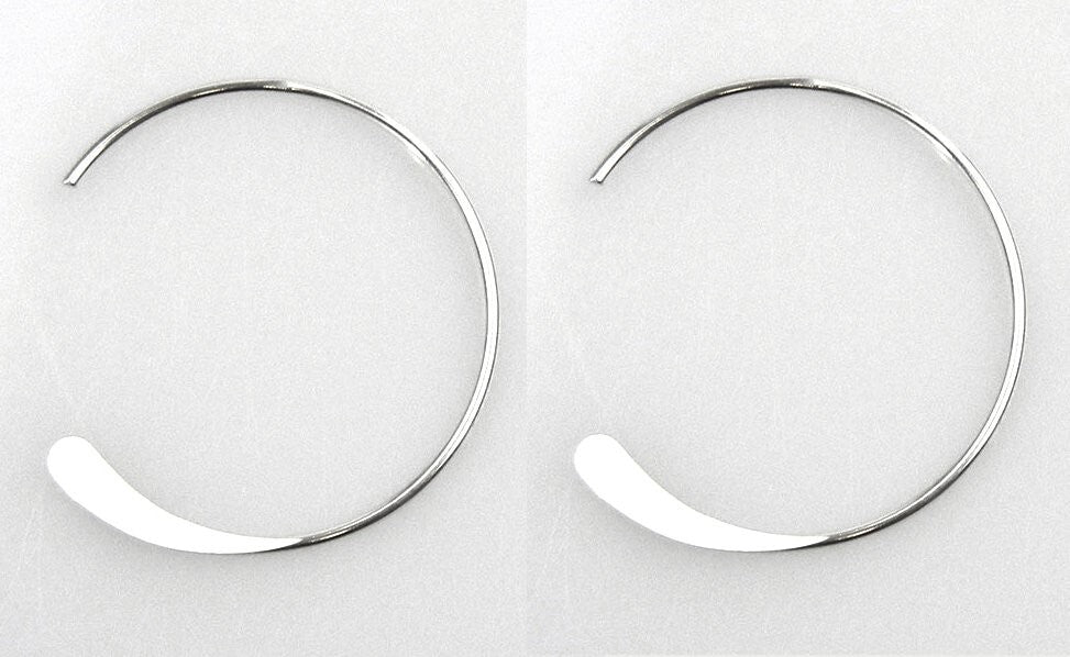 .925 Sterling Silver 18mm Endless Hoop Ear Wires with Hammered End, 1 Pair