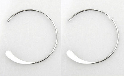 .925 Sterling Silver 18mm Endless Hoop Ear Wires with Hammered End, 1 Pair