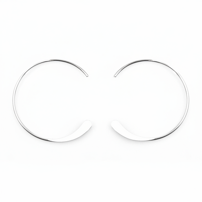 .925 Sterling Silver 26mm Endless Hoop Ear Wires with Hammered End, 1 Pair