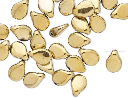 Czech Pressed Glass Pip Beads, Opaque Light Gold, 7x5mm, 30 pcs
