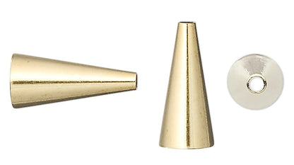 Gold Plated Brass Cone Bead Cap Terminators, 12x5mm, 100 pcs