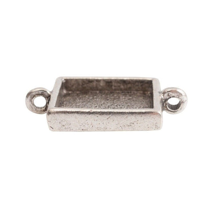 Nunn Design Antiqued Silver Pewter Square Link Bezel Pendant, 16mm, 1 pc