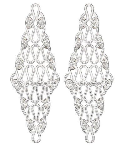 Sterling Silver Squiggly Chain Earring Connectors, 50x15mm, 2 pcs (1 Pair)