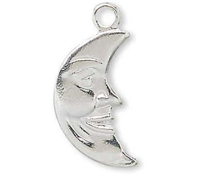 Silver Plated Brass Half Moon Smiling Face Charms 10x6mm (50 pc)