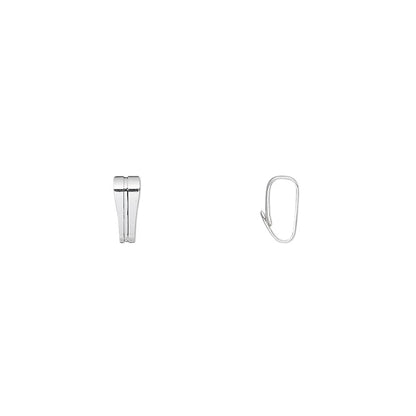 Silver Plated Brass Snap-On Pendant Bails, 7x3mm, 2x6mm ID, 100 pcs