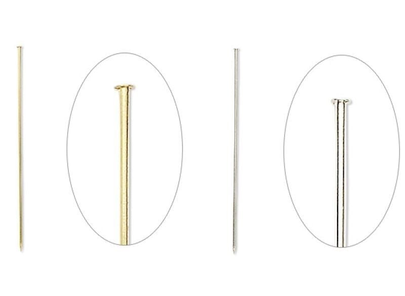 Stick Pins with Clutches, 3 Inch, 18 Gauge, Gold or Silver Plated Brass