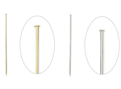 Stick Pins with Clutches, 3 Inch, 18 Gauge, Gold or Silver Plated Brass