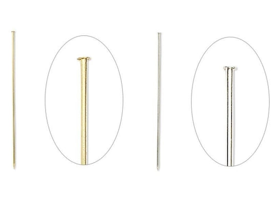 Stick Pins with Clutches, 3 Inch, 18 Gauge, Gold or Silver Plated Brass
