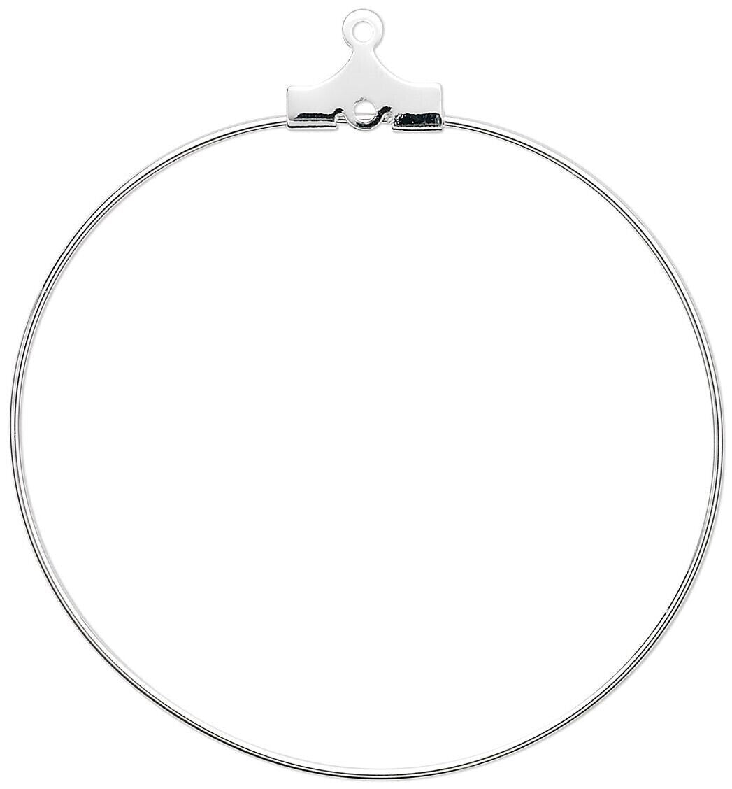 BeadSmith Silver Plated Brass 40mm Round Beading Earring Hoops 20 Gauge