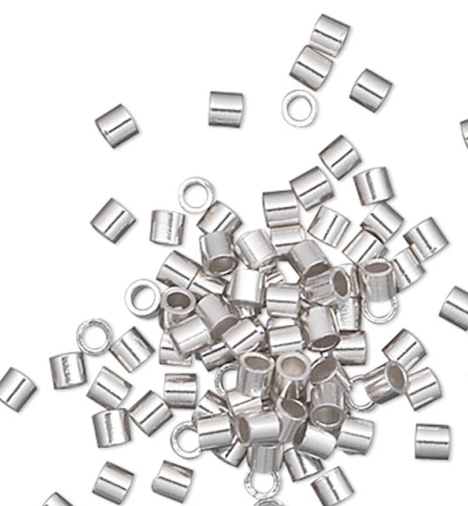Sterling Silver Micro Cut Tube Crimp Beads, 1.1x1mm, 100 pcs