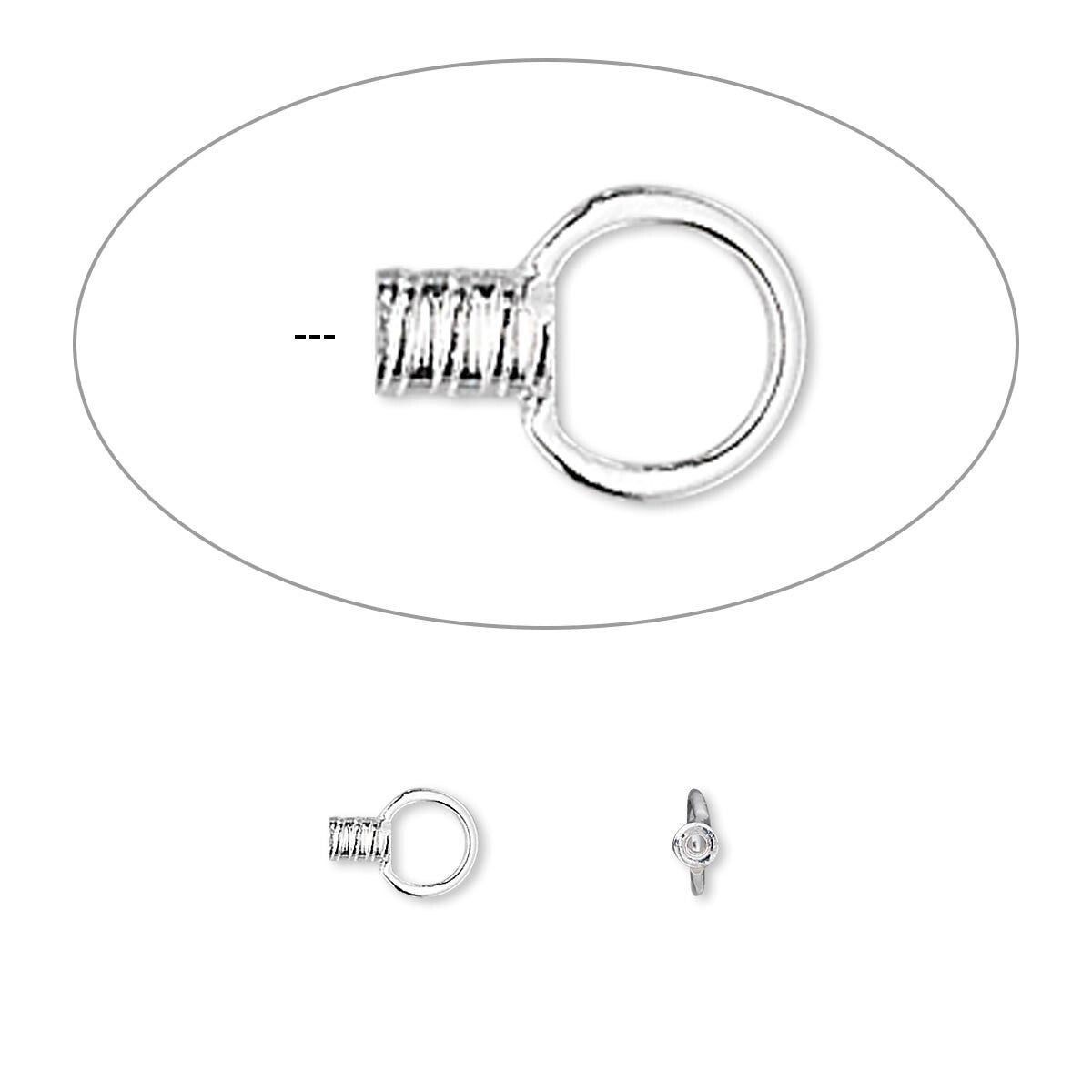 Crimp Ends with Loop, 2.5x1.5mm Tube, 0.5mm ID, Gold or Silver Plated, 10 pcs