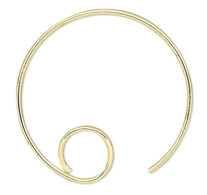 Gold Plated Brass 16mm Round Beading Hoop Earrings with 5mm Open Loop 22 Gauge (100 pc)