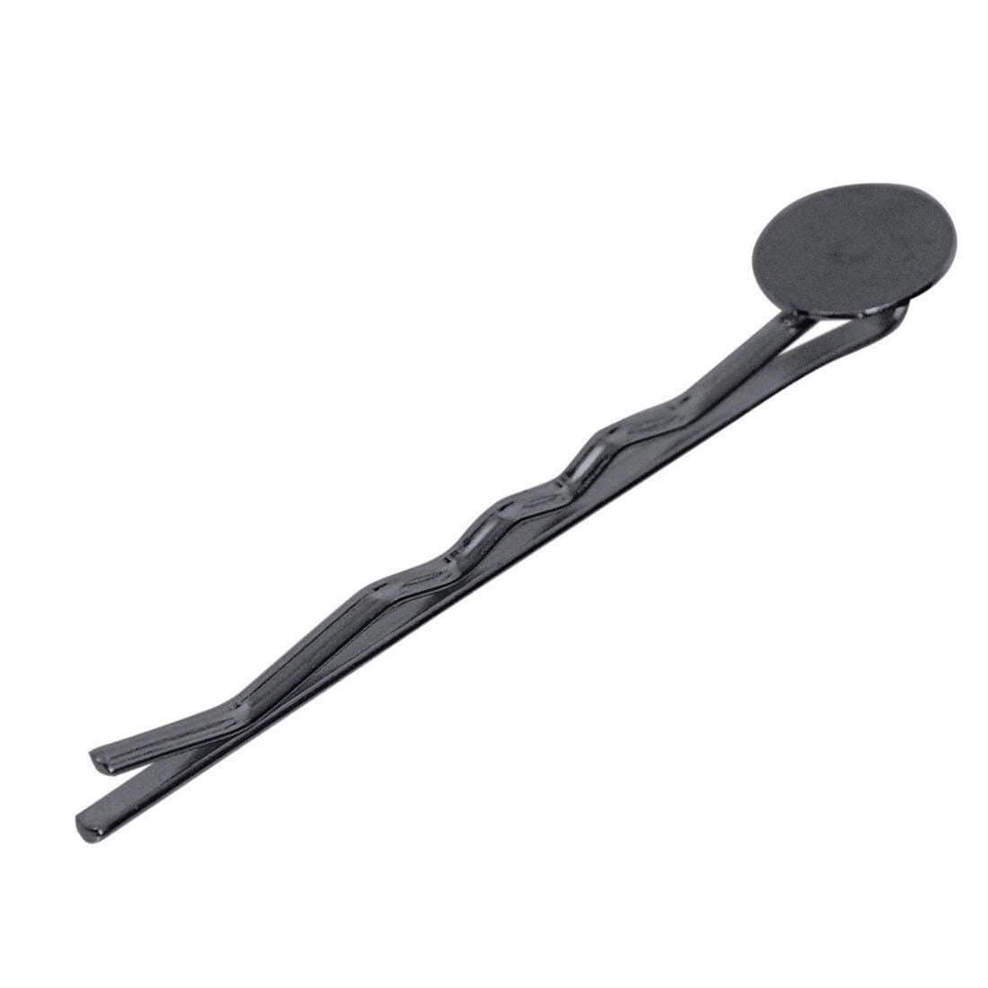 Gunmetal Plated Bobby Pin Hair Clips with Glue-On Pad, 50mm, 12 pcs