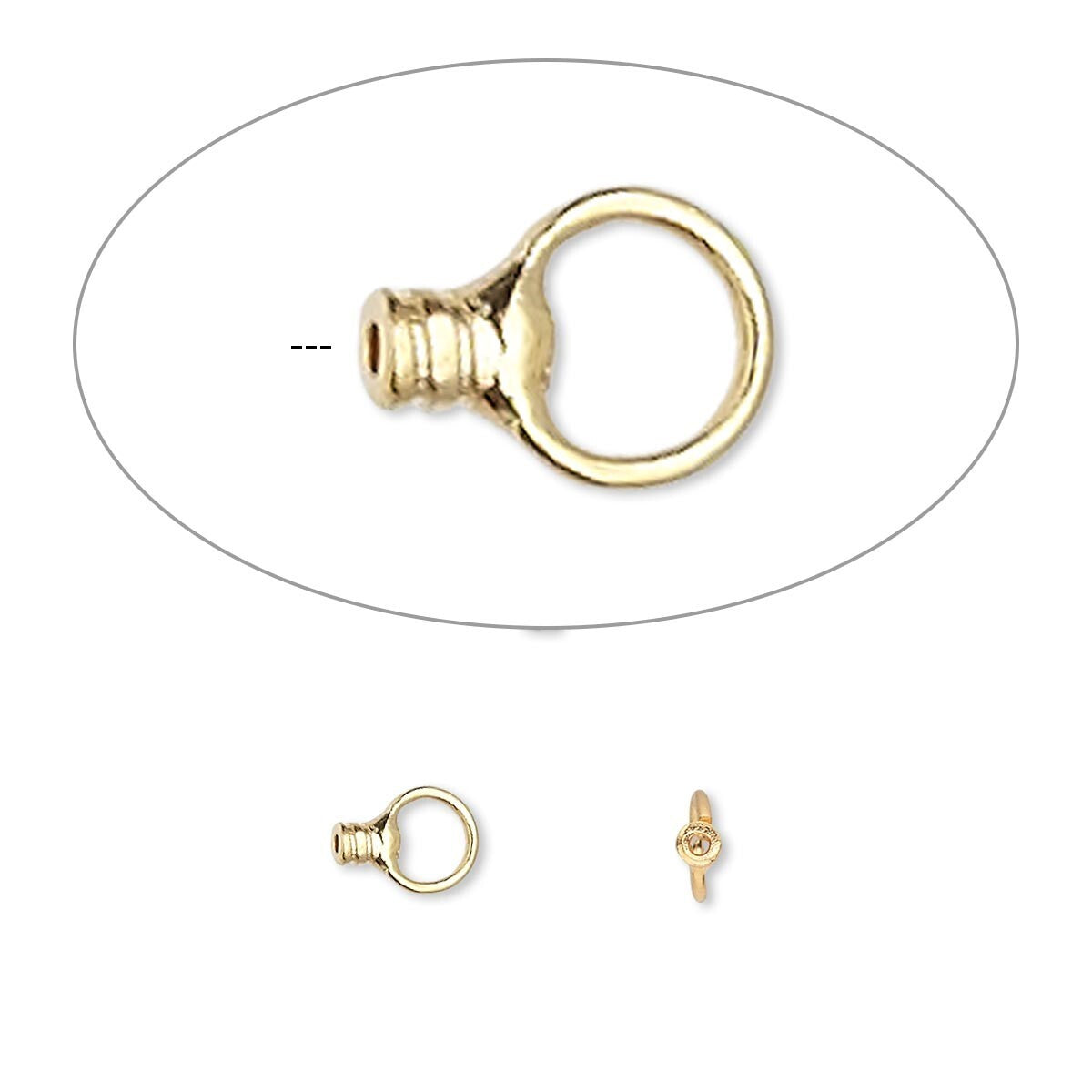 Crimp Ends with Loop, 2.5x1.5mm Tube, 0.5mm ID, Gold or Silver Plated, 10 pcs