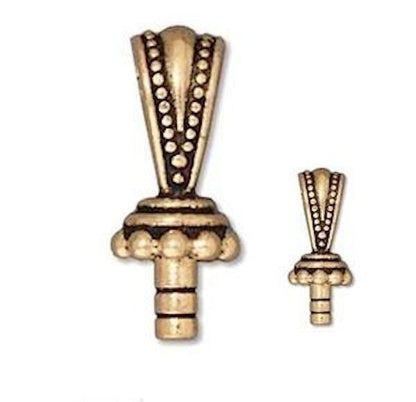 TierraCast Antiqued Gold Pewter Bali-Style Bead Cappers with Bail, 17.5x7mm, 2 pcs