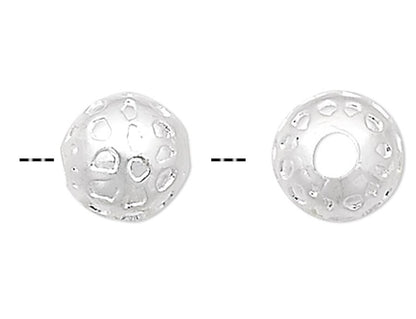 Silver Plated Brass 6mm Dimpled Round Beads 1.5mm Hole (100 pc)