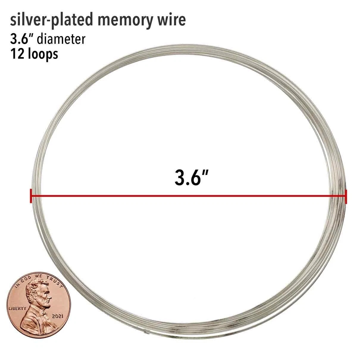 Memory Wire, Silver Plated Stainless Steel, 3.6 Inch Necklace, 12 Loops