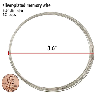 Memory Wire, Silver Plated Stainless Steel, 3.6 Inch Necklace, 12 Loops