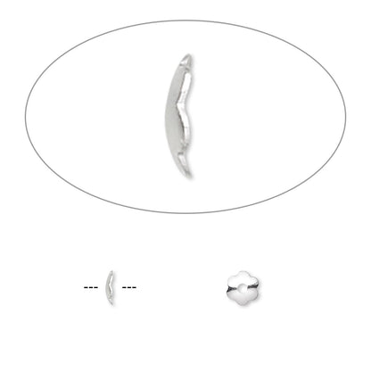 Silver Plated Brass Scalloped Bead Caps 4x1mm for 4-6mm Beads