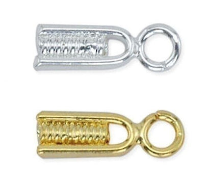 Beadalon EZ-Crimp Ends with Ring, 3.5mm, Silver or Gold Plated, 20 pcs
