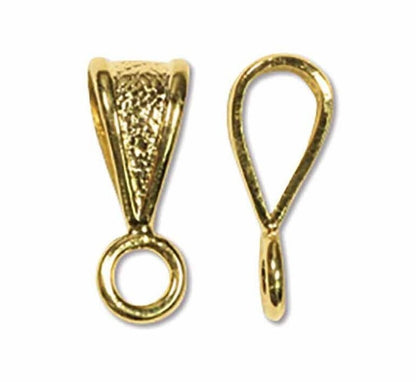 Gold Plated Brass Textured Slide-On Pendant Bails with Loop: 5x9mm (12 pc)
