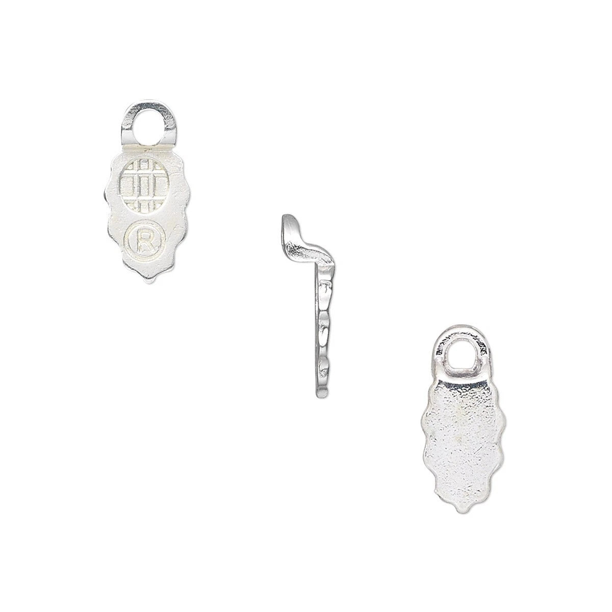 Aanraku Small Sterling Silver Plated Glue-On Leaf Bail, 13x6.5mm, 24 pcs