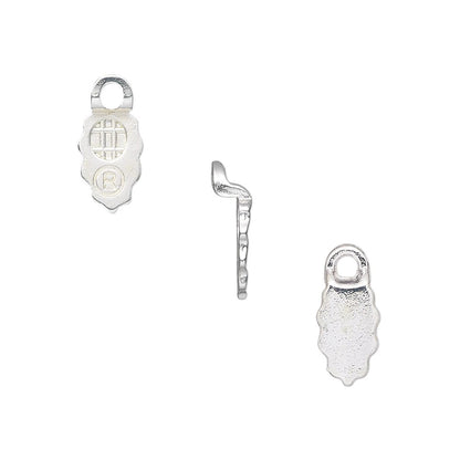 Aanraku Small Sterling Silver Plated Glue-On Leaf Bail, 13x6.5mm, 24 pcs