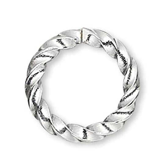 Silver twisted ring on a white background