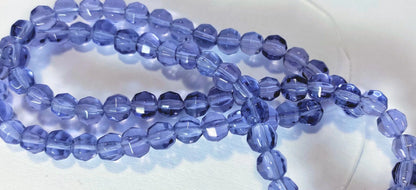 Violet Purple Blue Tumbled Faceted Glass Beads, 6mm, 1 Strand (approx. 67)
