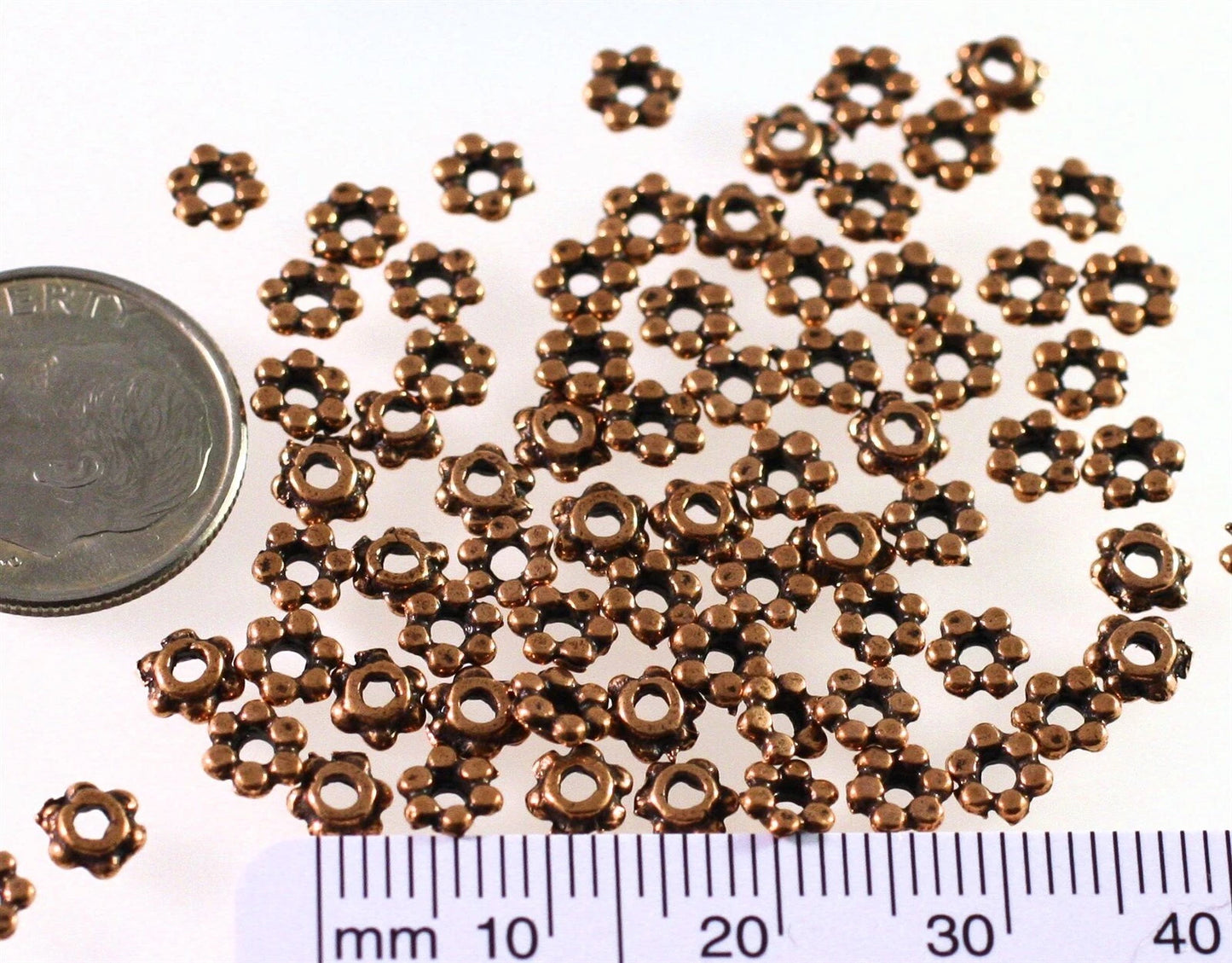 Antiqued Copper Plated Pewter Rondelle Beads, 4.5x1.5mm, 1/4 oz (approx. 60–70 pcs)