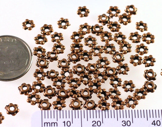 Antiqued Copper Plated Pewter Rondelle Beads, 4.5x1.5mm, 1/4 oz (approx. 60–70 pcs)