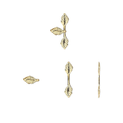 Gold Plated Brass Fold-Over Glue-On Leaf Bail 12.5x3mm - 100 pcs