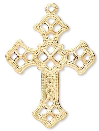 Gold Plated Brass Filigree Cross Drop Charms 24x18mm – 50 pcs