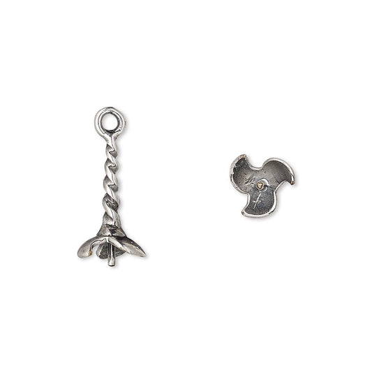 Antiqued Silver Plated Brass Cup Bead Caps, 15x7mm, 2 pcs