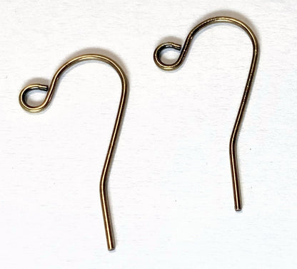 Antique Gold Plated Steel Fishhook Ear Wires, 11mm Open Loop