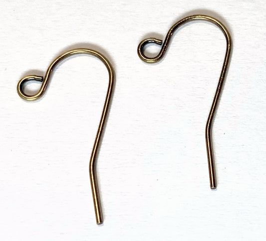 Antique Gold Plated Steel Fishhook Ear Wires, 11mm Open Loop