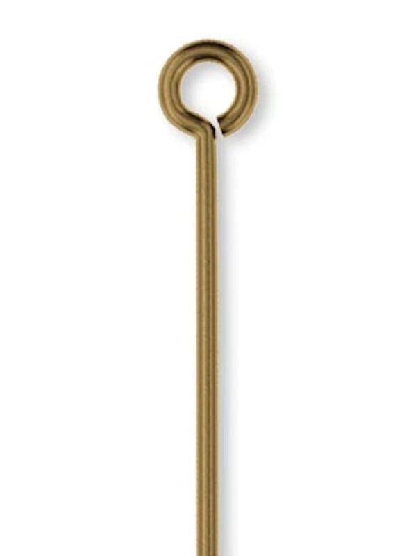 Antiqued Gold Plated Brass Eye Pins, 2 inch, 21 Gauge, 100 pcs