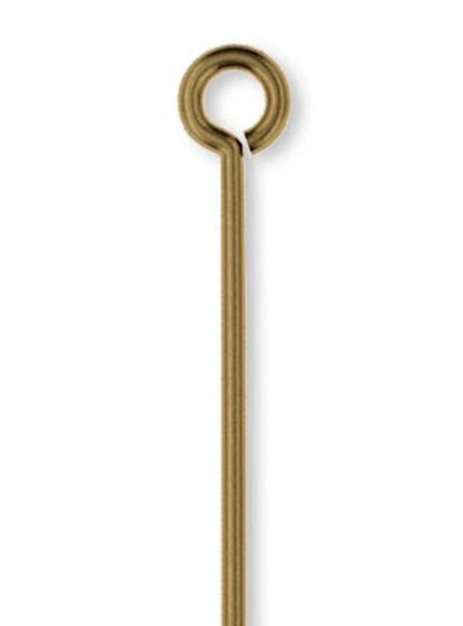 Antiqued Gold Plated Brass Eye Pins, 2 inch, 21 Gauge, 100 pcs