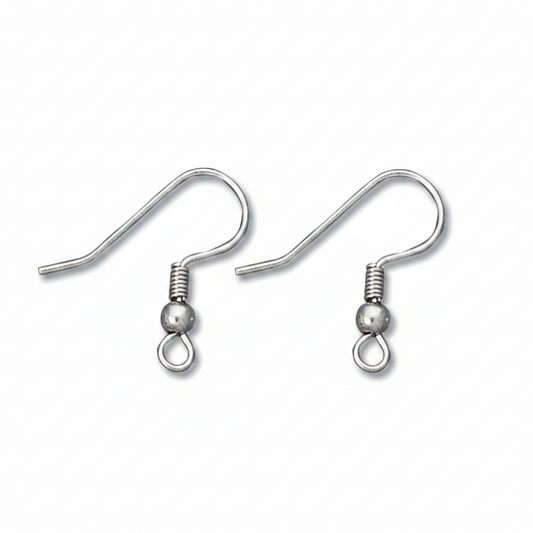 316L Stainless Steel 22mm Fishhook Ear Wires with 3mm Ball & Open Loop, 144 pcs