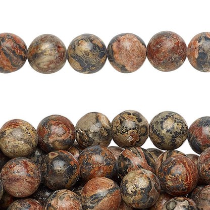 Natural Leopardskin Jasper 8mm Round Beads with 0.5-1.5mm Hole, 1 Strand (approx. 50)