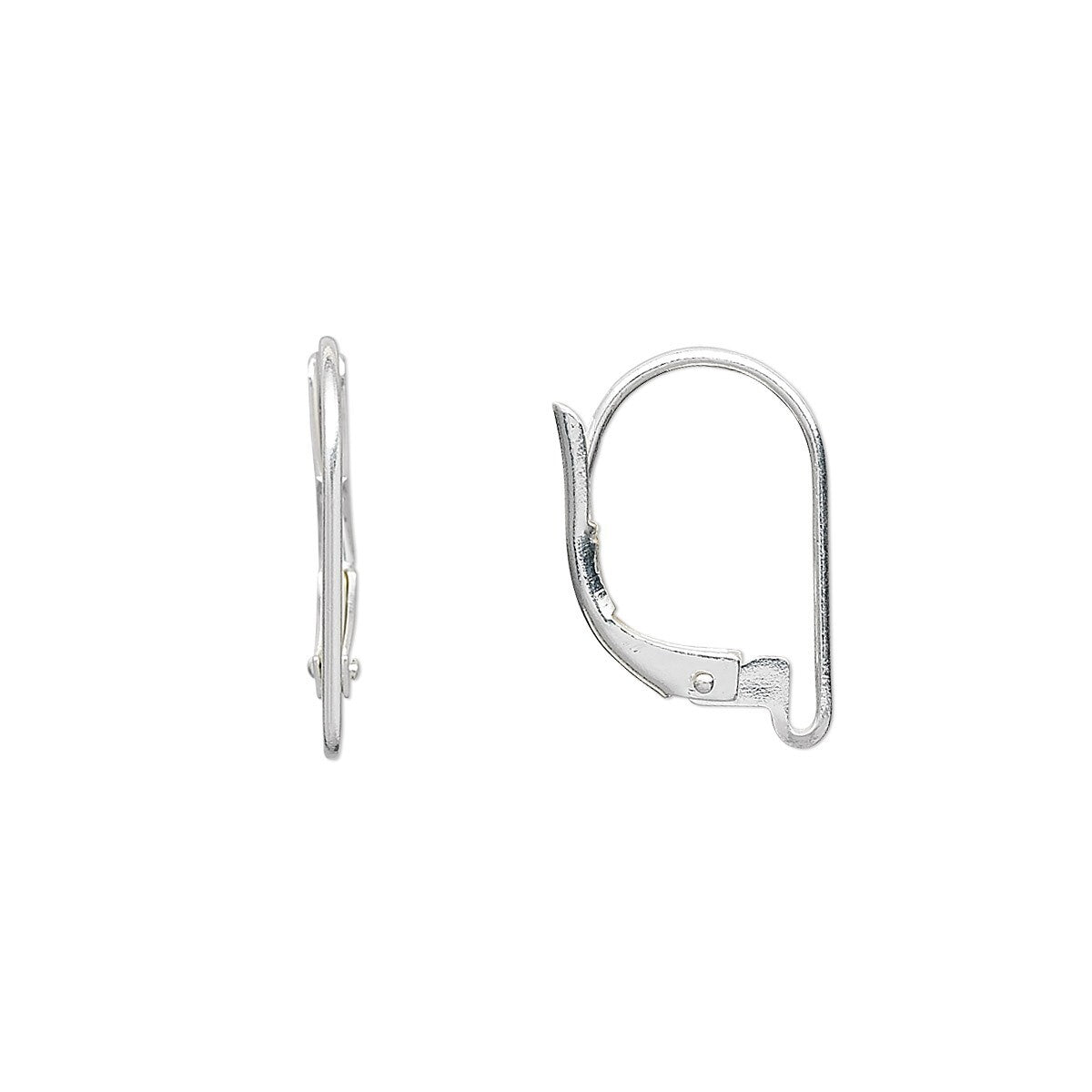 Silver Plated Brass 16mm Plain Leverback Ear Wires with Loop