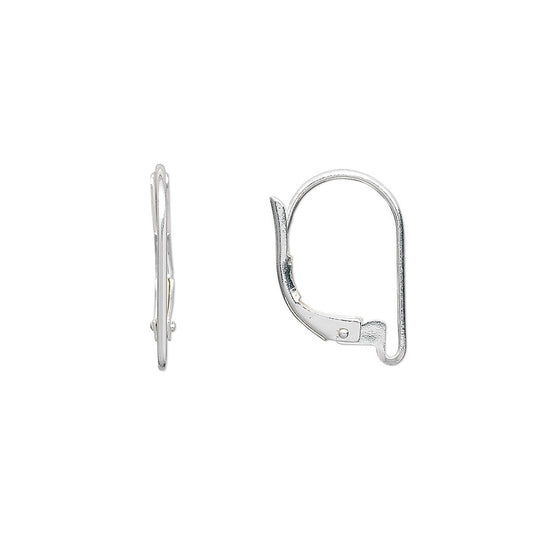 Silver Plated Brass 16mm Plain Leverback Ear Wires with Loop